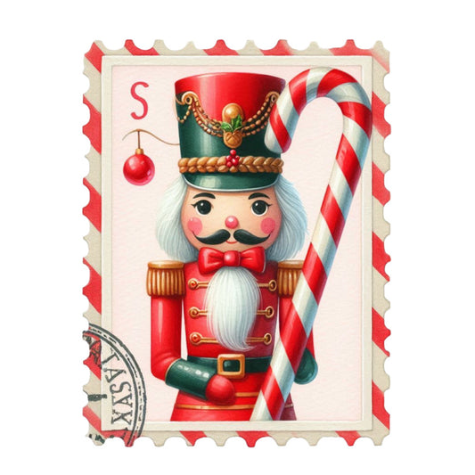 Nutcracker Postage Stamps Fabric Panel 17