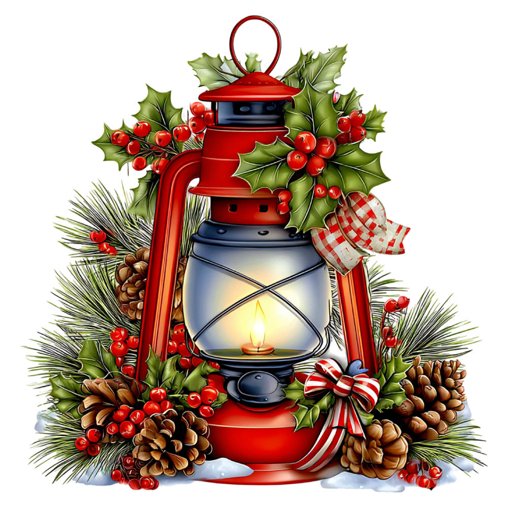 red lantern, christmas, holiday, festive, lantern, holly berries, pine cones, evergreen, red and white, cream, forest green, burgundy red, navy blue, traditional, rustic, vintage, whimsical, seasonal, winter, decorative, plaid ribbon, checkered bow, nature, botanical, christmas decor, wall hanging, festive decoration, warm and cozy