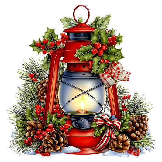 red lantern, christmas, holiday, festive, lantern, holly berries, pine cones, evergreen, red and white, cream, forest green, burgundy red, navy blue, traditional, rustic, vintage, whimsical, seasonal, winter, decorative, plaid ribbon, checkered bow, nature, botanical, christmas decor, wall hanging, festive decoration, warm and cozy