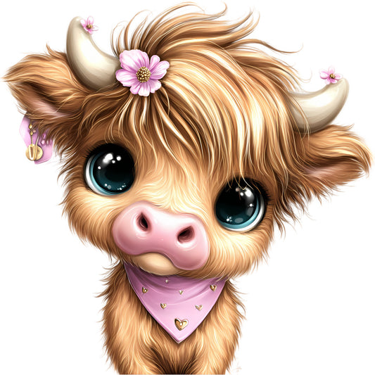 Adorable Highland Cows Fabric Panel 54