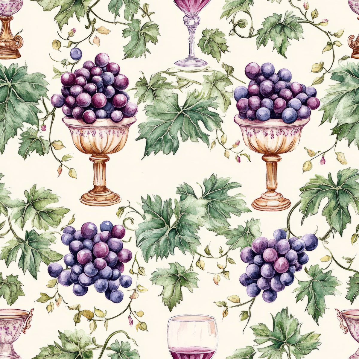 Grapes and Goblets Pattern 27 Minky Fabric