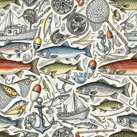 Angler's Vintage Almanac Pattern 22 Minky Fabric