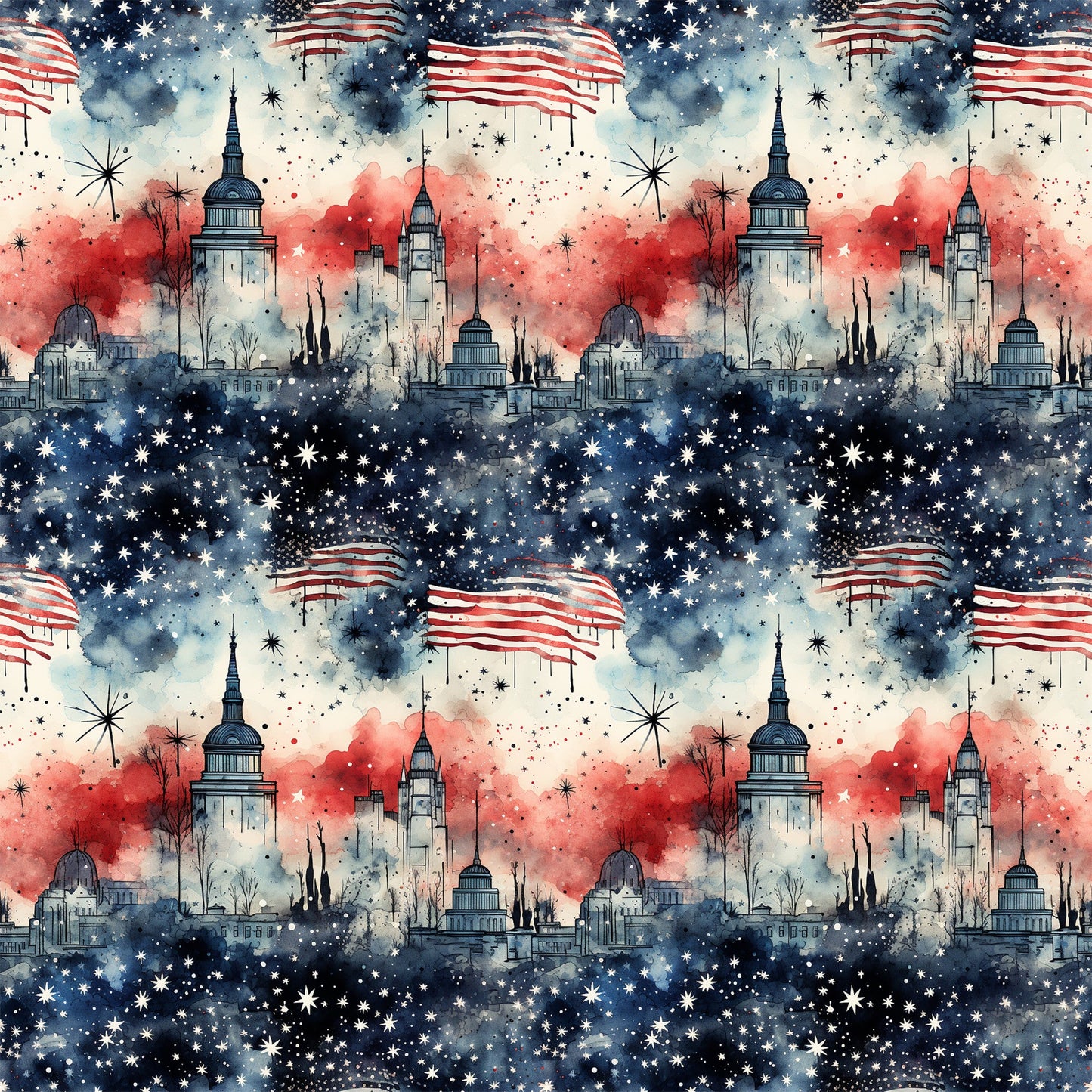 Patriotic Grunge Pattern 10 Quilting Cotton Fabric