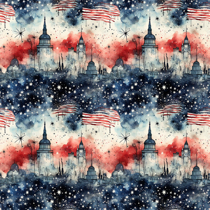Patriotic Grunge Pattern 10 Quilting Cotton Fabric