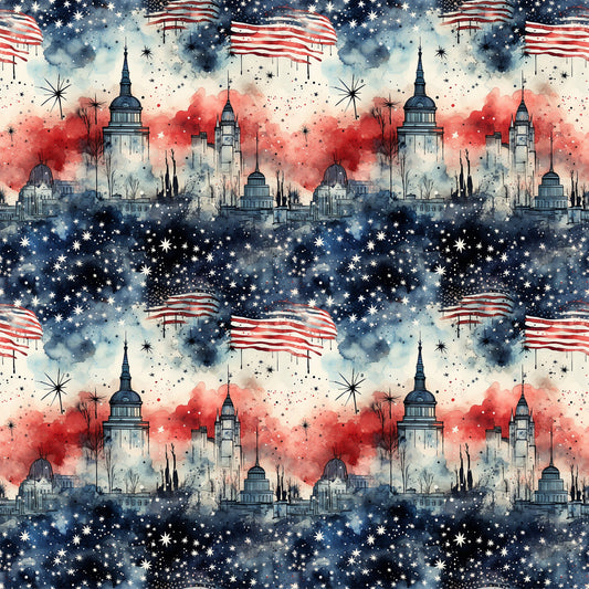 Patriotic Grunge Pattern 10 Quilting Cotton Fabric