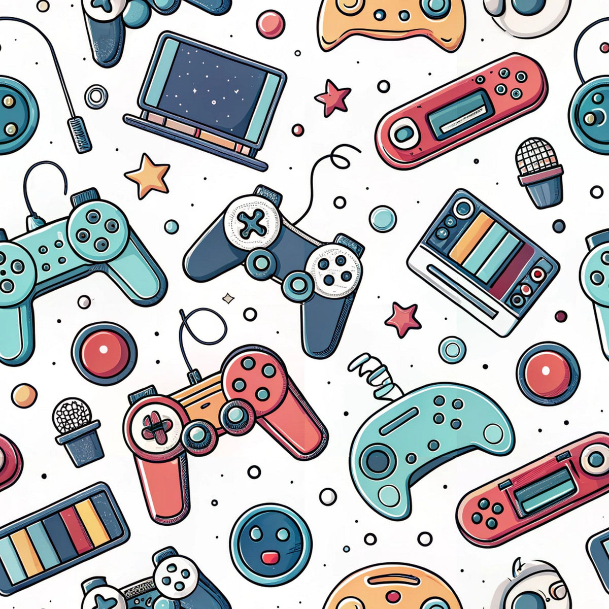Joystick Doodles Pattern 7 Minky Fabric
