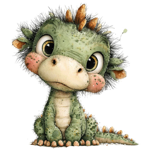 sage green, cream, terracotta, brown, whimsical, dragon, cute, children's, baby, animals, fantasy, dinosaur, spiky, playful, illustration, storybook, nursery, kids fabric, adorable, magical, creature, scales, textured, soft, gentle, charming, childlike, decorative, wall art, apparel
