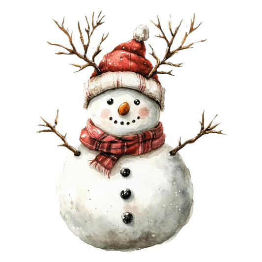 Watercolor Christmas Snowman Fabric Panel 10