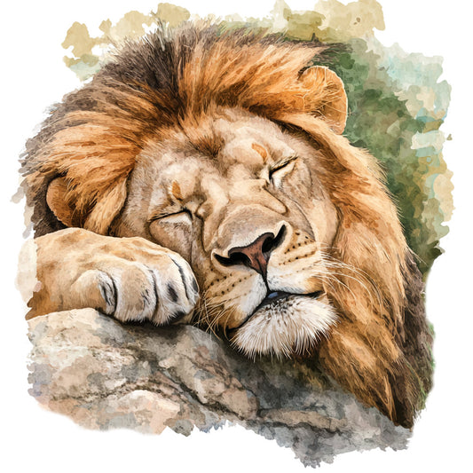 Watercolor Lion Fabric Panel 26