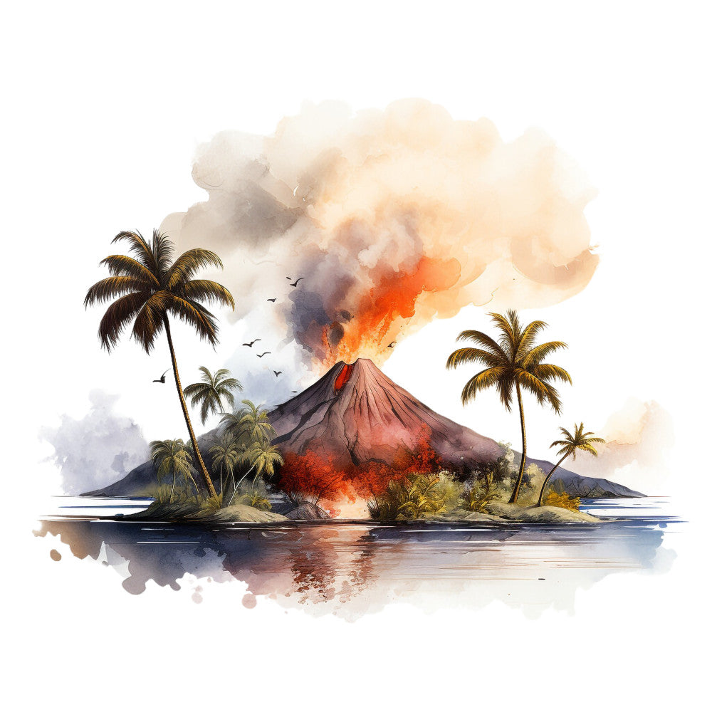 Watercolor Volcano Fabric Panel 22