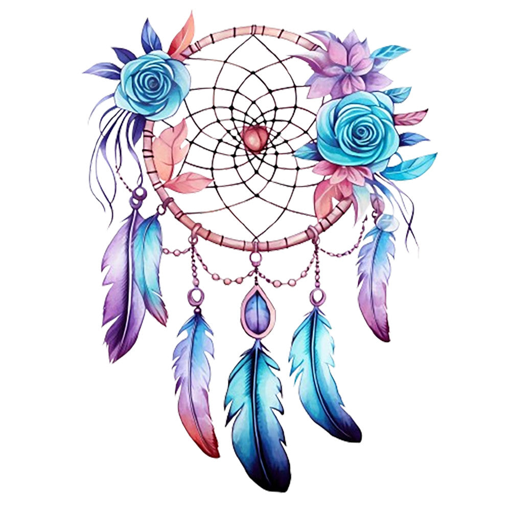 Watercolor Dream Catcher Fabric Panel 6 featuring a soft purple and blue floral dreamcatcher design on premium cotton fabric.
