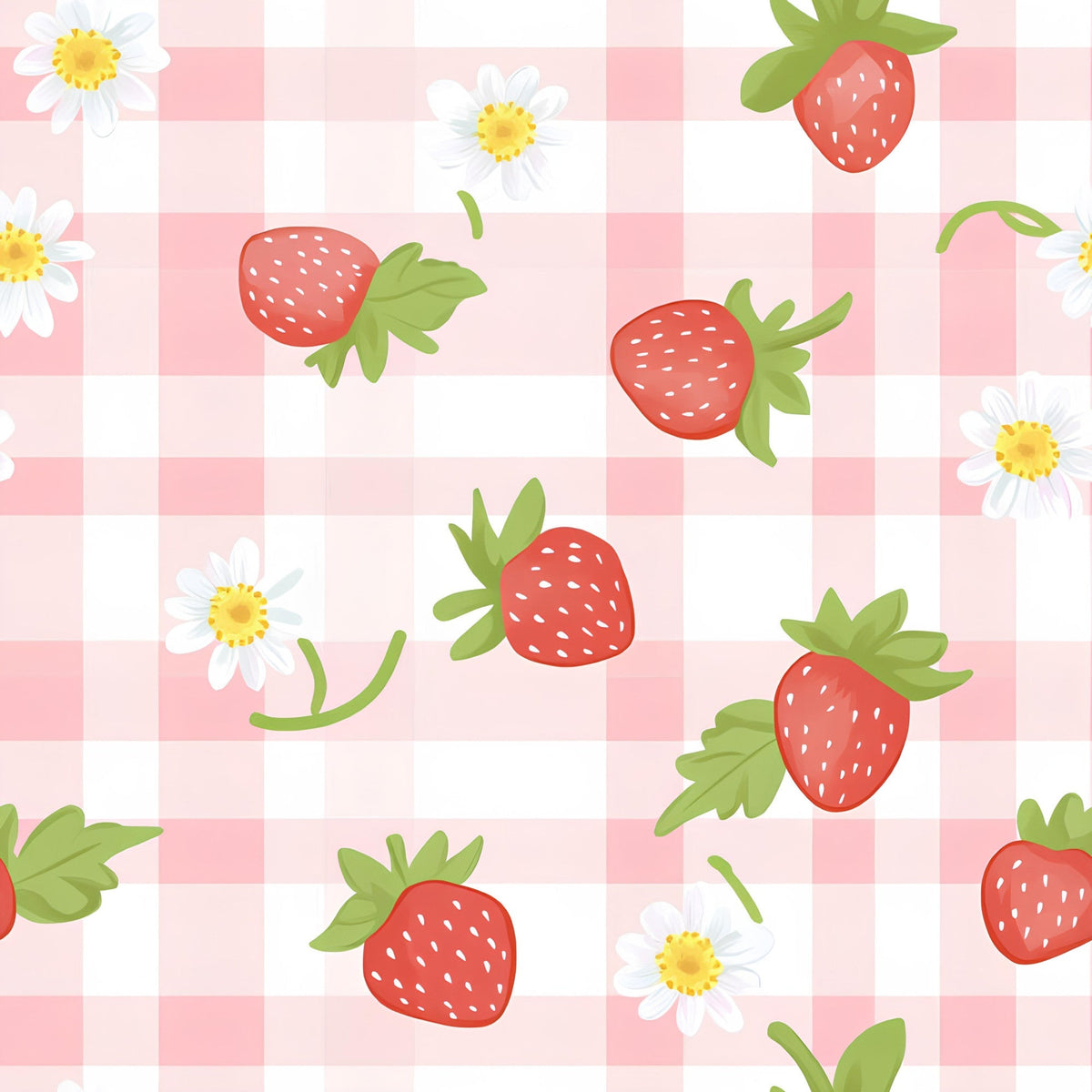Strawberry Daisy Picnic Pattern 15 Minky Fabric