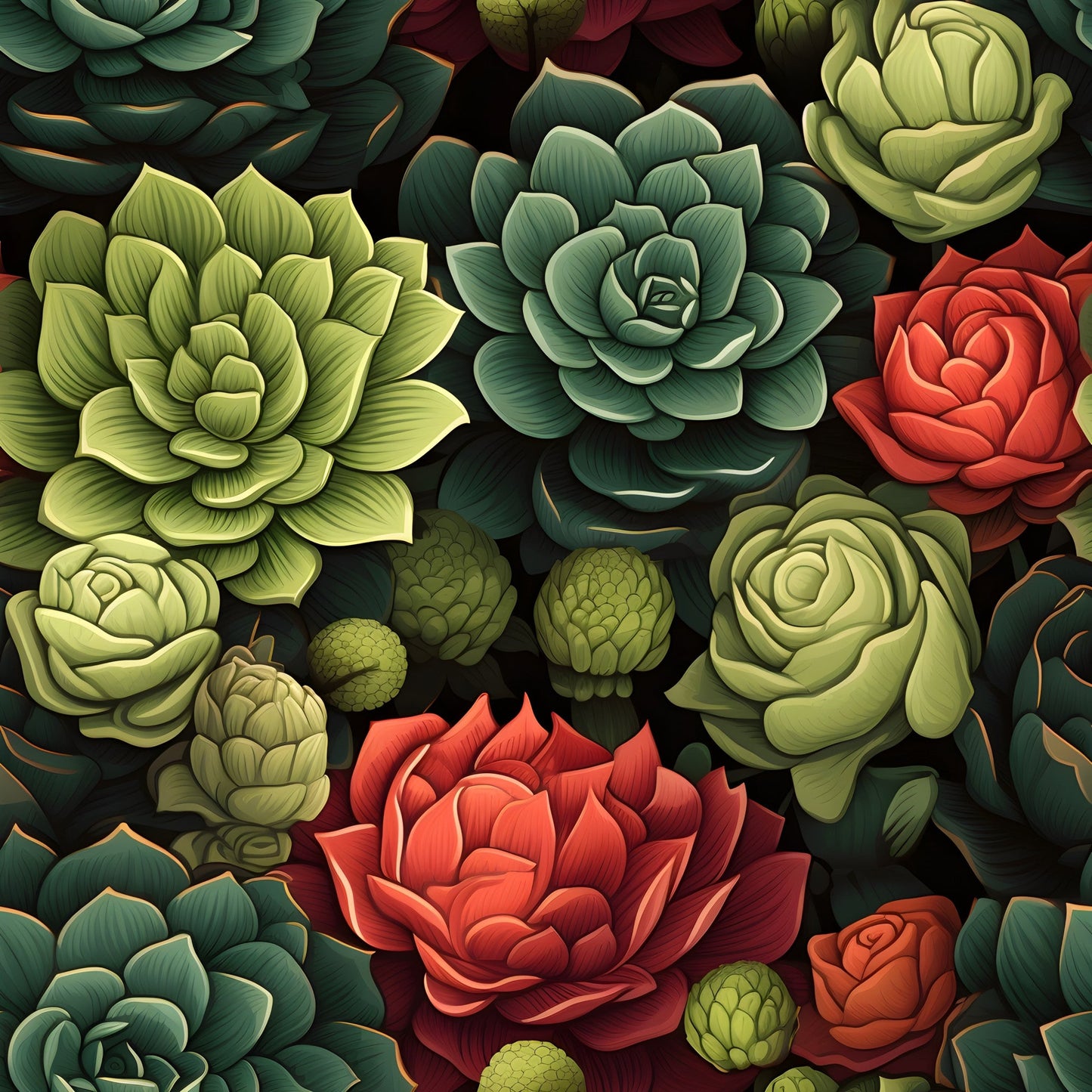 Succulents Pattern 3 Quilting Cotton Fabric