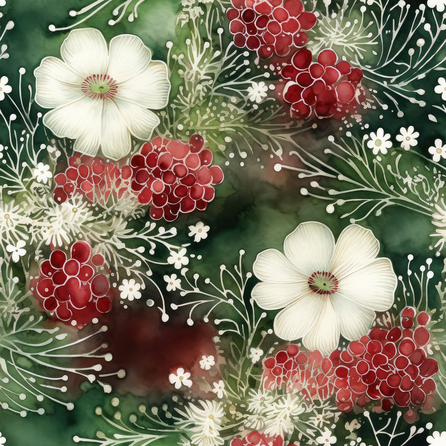 Christmas Florals Pattern 18 Quilting Cotton Fabric