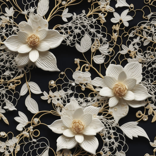 Tatting Lace Pattern 3 Quilting Cotton Fabric