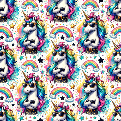 Cool Rainbow Unicorn Pattern 1 Quilting Cotton Fabric
