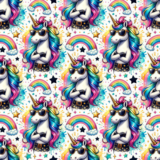 Cool Rainbow Unicorn Pattern 1 Quilting Cotton Fabric