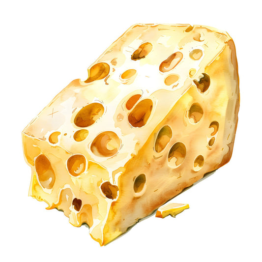 cheese, swiss cheese, holes, cream, pale yellow, golden yellow, butter yellow, food, kitchen, farmhouse, whimsical, playful, novelty, animals, mouse, cute, children's, kids, food themed, culinary, country, rustic, humorous, fun, decorative, cottage core, culinary themed, food print