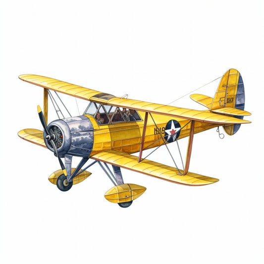yellow, blue, gold, navy, vintage airplane, biplane, aviation, retro, transportation, aircraft, propeller, flying, classic, nostalgic, vintage style, americana, military star, cockpit, wings, fabric panel, men's themes, adventure, travel, steampunk, 1940s, historical, timeless, collectible