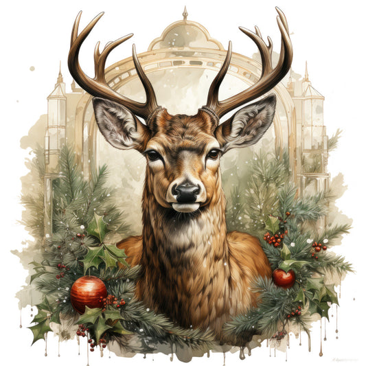 Vintage Deer Head Fabric Panel 3