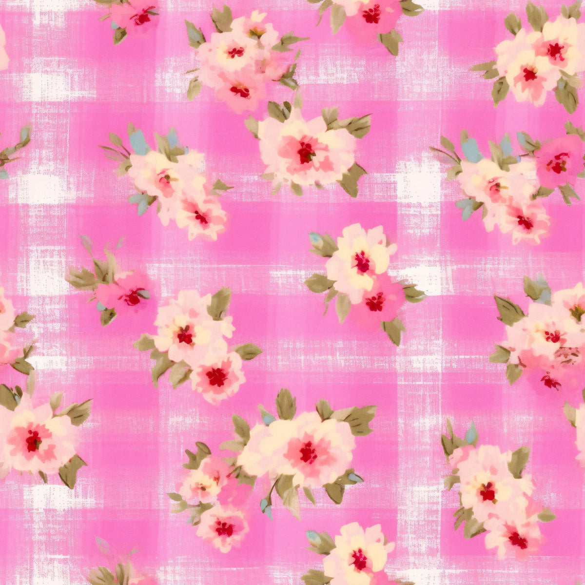 Rosy Gingham Pattern 9 Minky Fabric