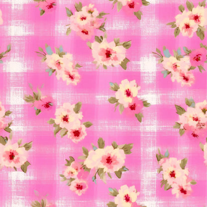 Rosy Gingham Pattern 9 Minky Fabric