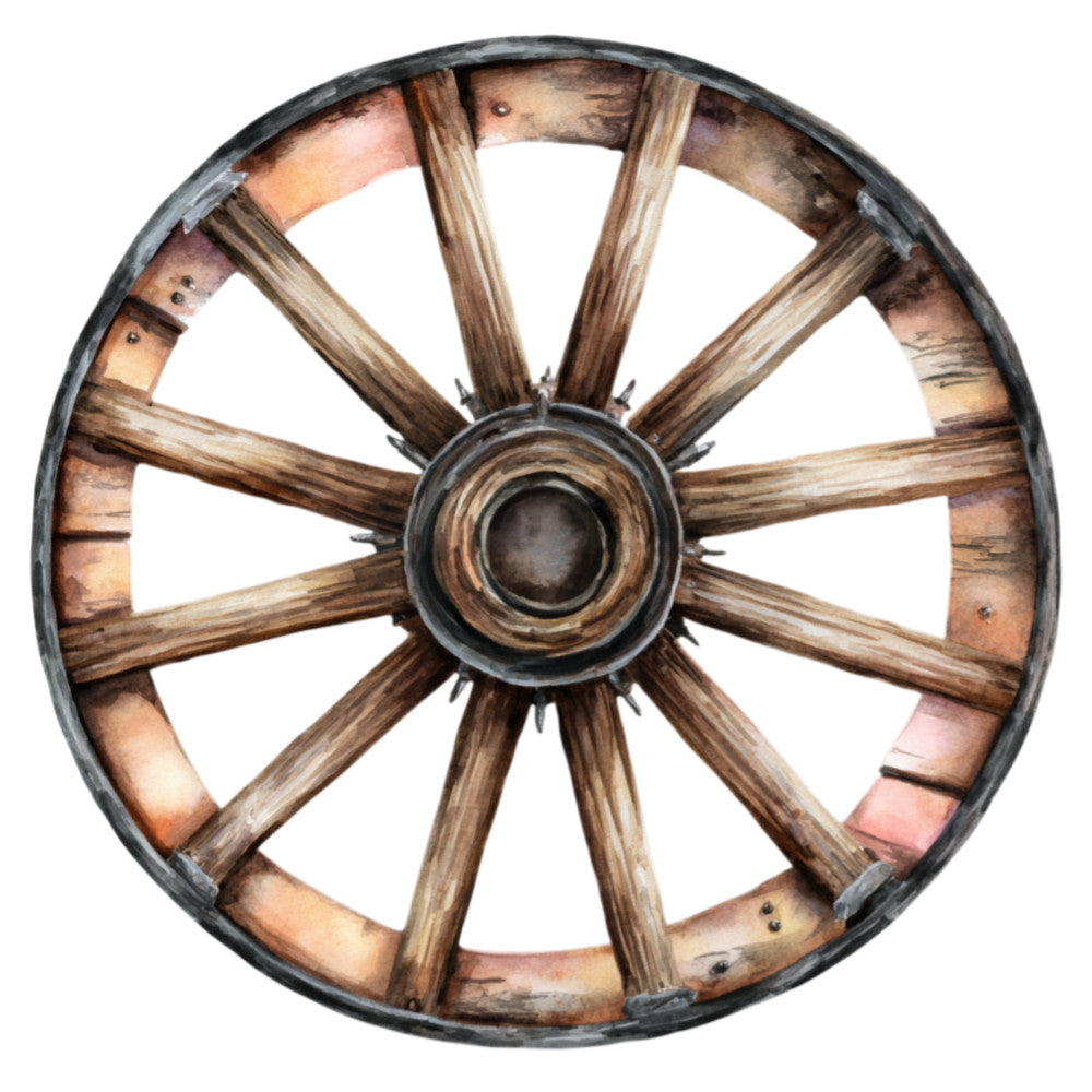 wagon wheel, wooden wheel, farm wheel, rustic brown, tan, weathered wood, vintage, farmhouse, western, country, wagon, cart wheel, wooden spokes, antique, rustic, traditional, heritage, barn, country living, farm life, heritage crafts, transportation, nostalgic, americana, brown and tan, distressed wood, aged wood, classic design, folk art