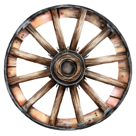 wagon wheel, wooden wheel, farm wheel, rustic brown, tan, weathered wood, vintage, farmhouse, western, country, wagon, cart wheel, wooden spokes, antique, rustic, traditional, heritage, barn, country living, farm life, heritage crafts, transportation, nostalgic, americana, brown and tan, distressed wood, aged wood, classic design, folk art