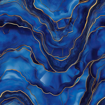 Royal Blue and Gold Agate Pattern 10 Minky Fabric