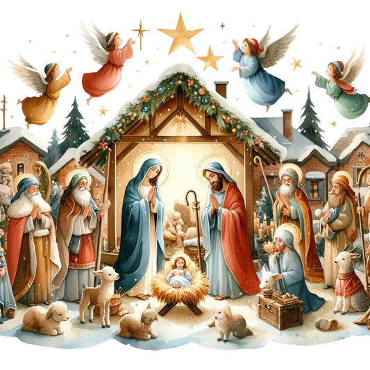 Detailed Christmas Nativity Scene Fabric Panel 24