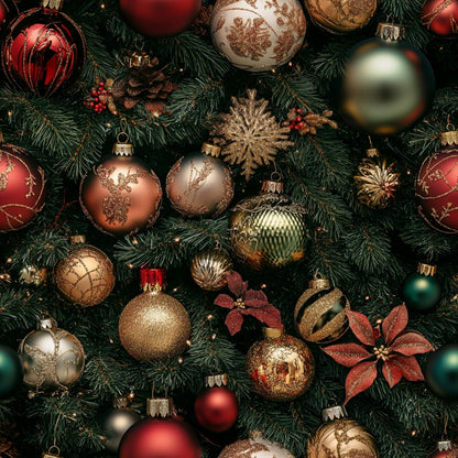Realistic Christmas Ornaments Pattern 4 Quilting Cotton Fabric