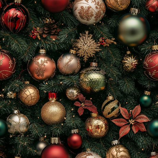 Realistic Christmas Ornaments Pattern 4 Quilting Cotton Fabric
