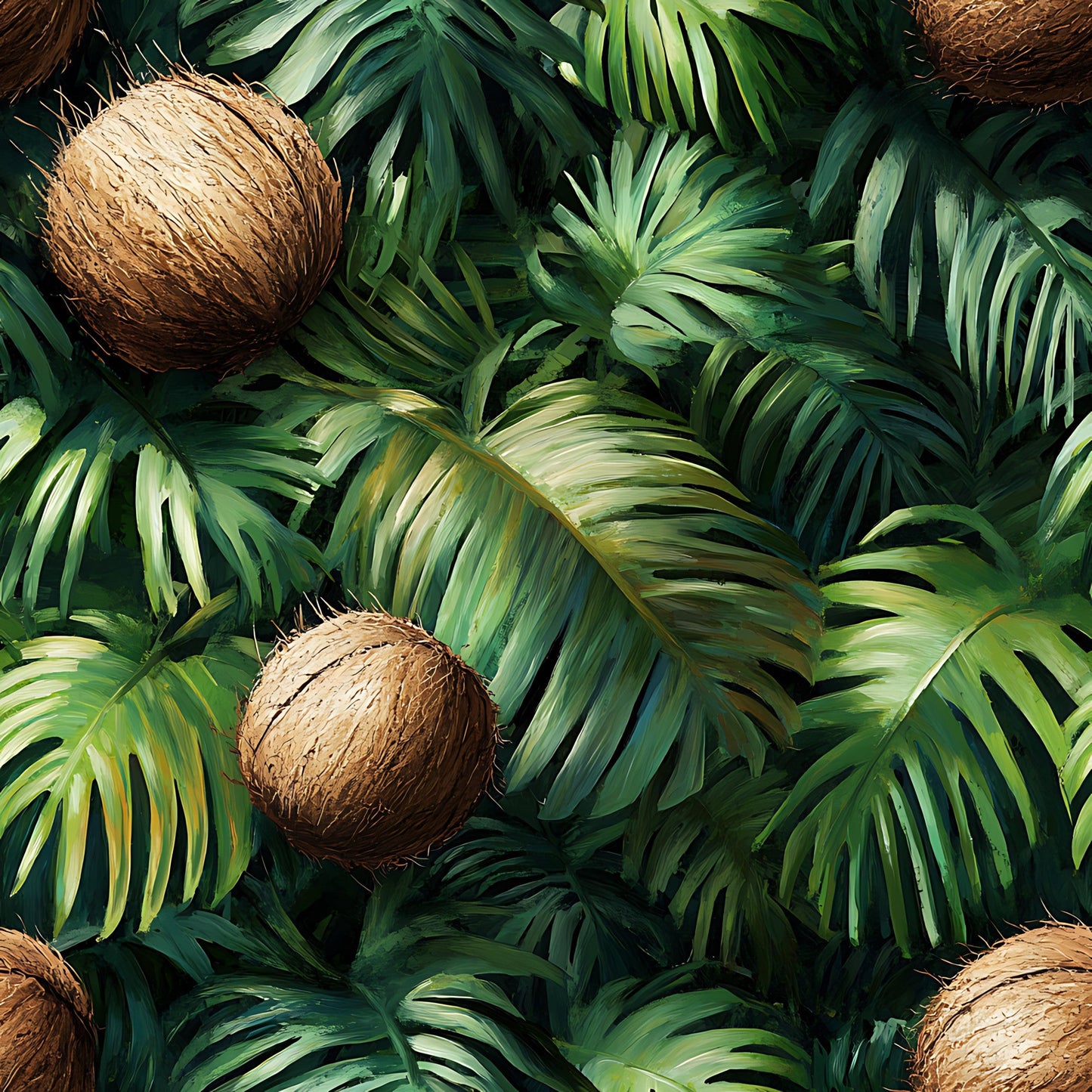Coconut Jungle Leaves Pattern 17 Quilting Cotton Fabric