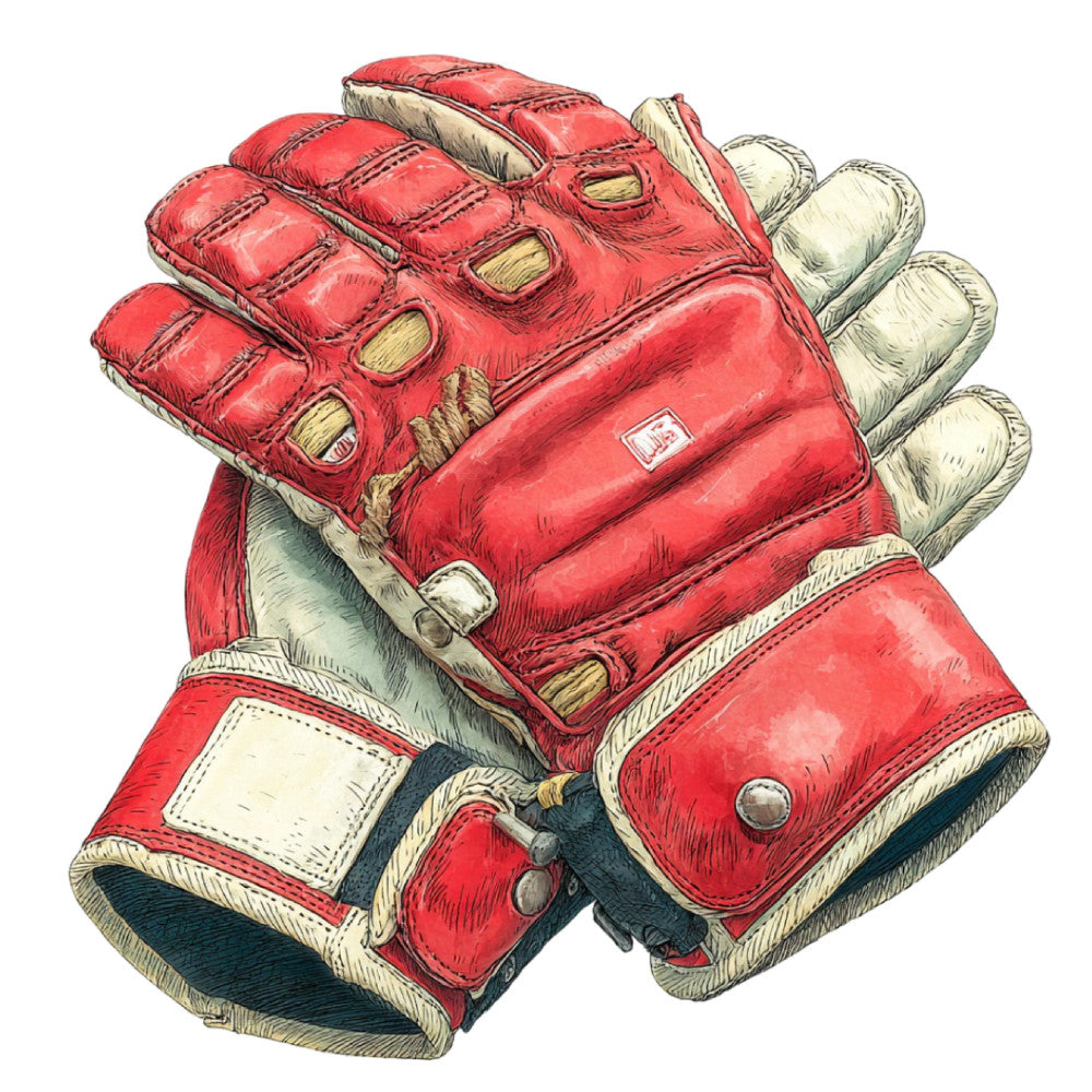 red, cream, vintage, boxing gloves, sports, retro, hand-drawn, illustration, whimsical, masculine, athletic, heritage, traditional, nostalgic, classic, detailed artwork, novelty, hobby, hobby fabric, recreation, training, fighter, pugilism, vintage sports, americana, collectible, panel design, statement print