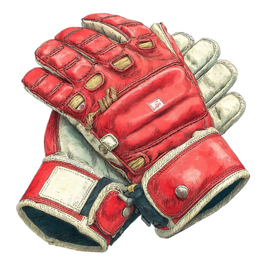 red, cream, vintage, boxing gloves, sports, retro, hand-drawn, illustration, whimsical, masculine, athletic, heritage, traditional, nostalgic, classic, detailed artwork, novelty, hobby, hobby fabric, recreation, training, fighter, pugilism, vintage sports, americana, collectible, panel design, statement print