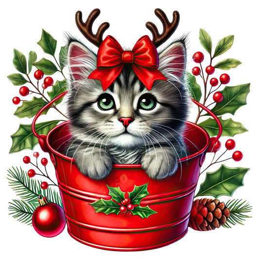 Meowy Christmas Fabric Panel 16
