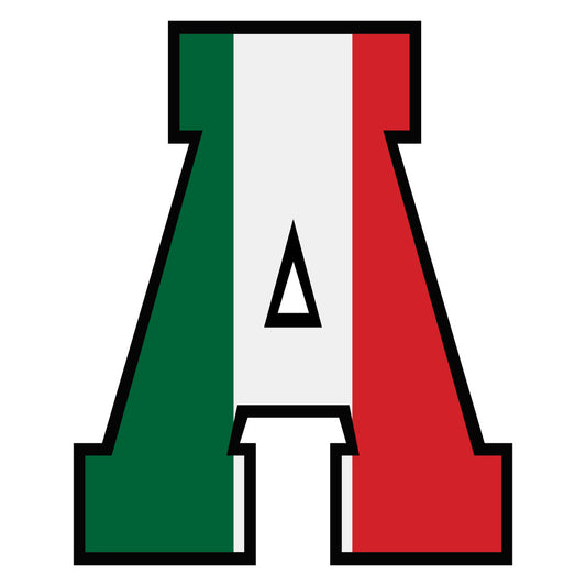 green, white, red, mexican flag colors, letter a, alphabet design, patriotic, fabric panel, quilting cotton, bold letters, country theme, educational, children's fabric, geometric shapes, tricolor design, national colors, block letters, craft fabric, sewing material