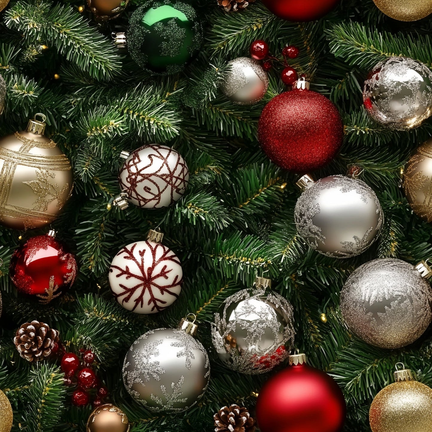 Realistic Christmas Ornaments Pattern 11 Quilting Cotton Fabric