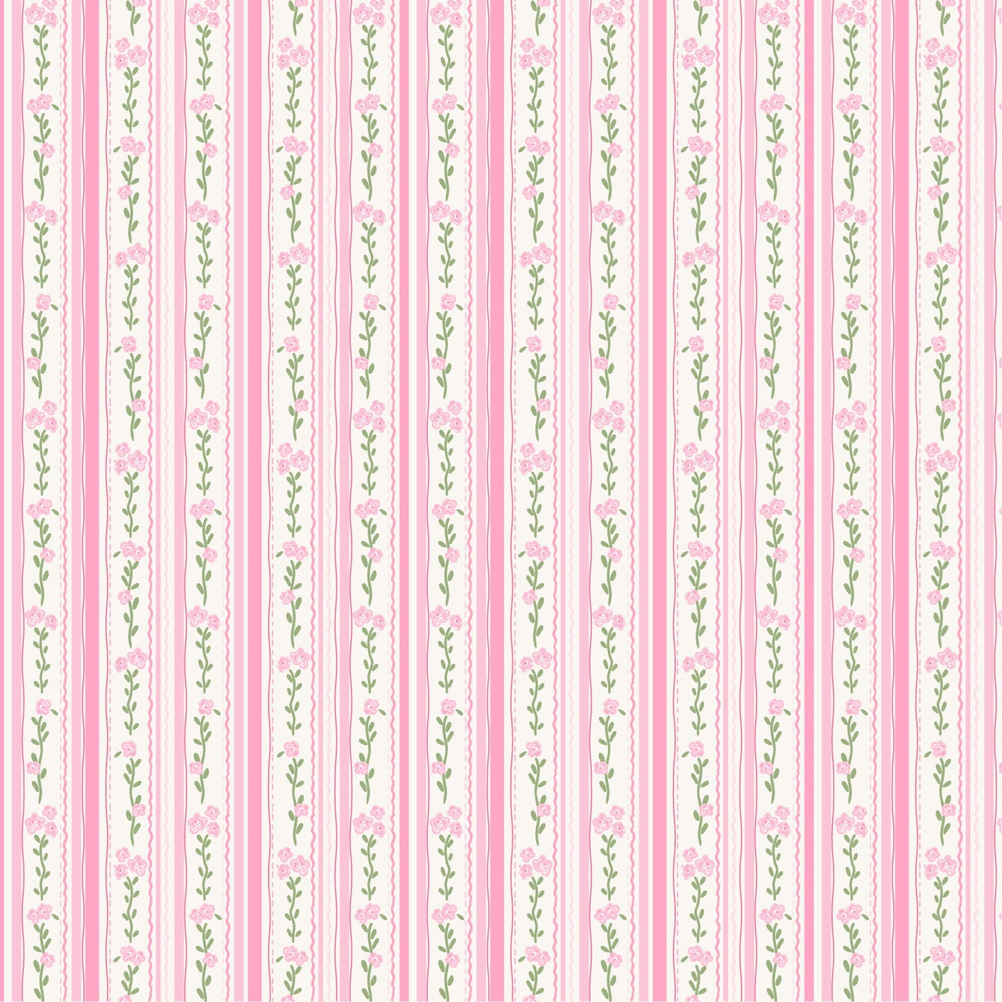 Pink Floral Stripe Pattern 1 Quilting Cotton Fabric