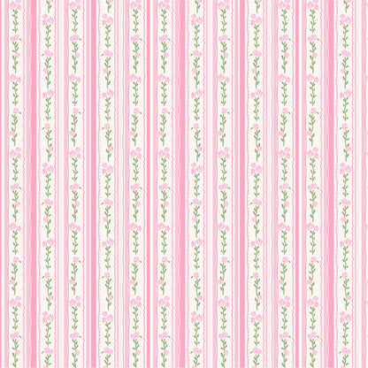 Pink Floral Stripe Pattern 1 Quilting Cotton Fabric