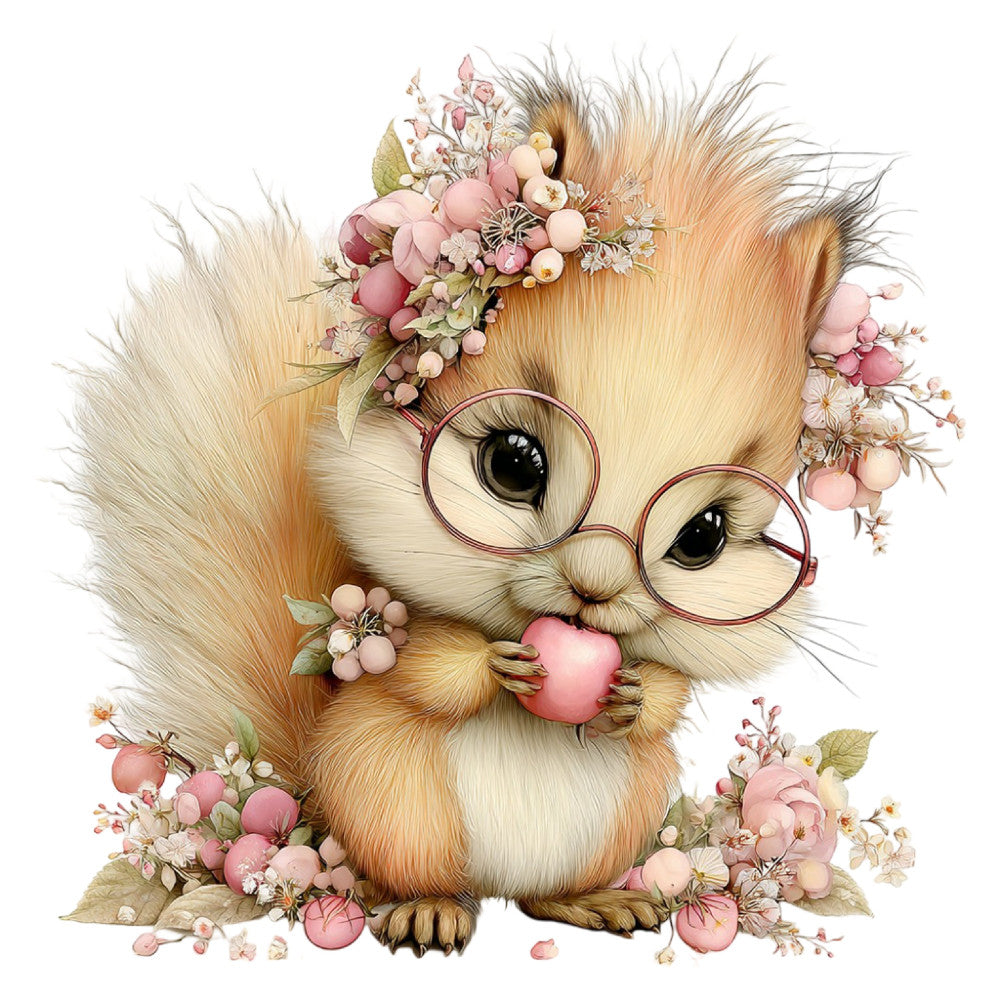 cream cat, fluffy cat, adorable cat, whimsical cat, cute animal, glasses, round glasses, pink flowers, dusty rose, blush pink, soft pink, cream, beige, tan, floral arrangement, vintage floral, delicate flowers, sweet animal, spring, pastel colors, botanical, nature theme, children's fabric, baby fabric, nursery, kawaii style, illustration, watercolor style, gentle theme, charming design