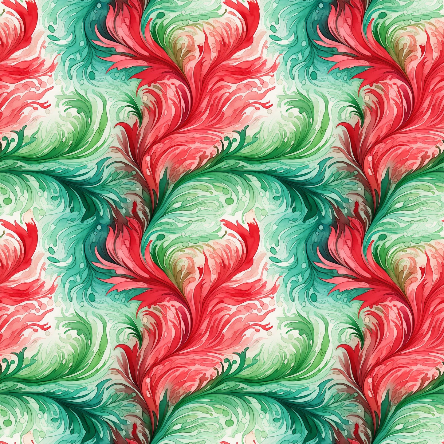Watercolor Christmas Swirls Pattern 6 Quilting Cotton Fabric