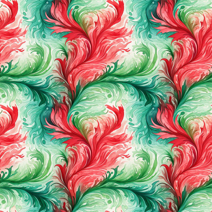 Watercolor Christmas Swirls Pattern 6 Quilting Cotton Fabric