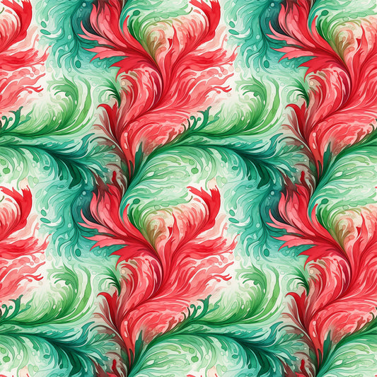 Watercolor Christmas Swirls Pattern 6 Quilting Cotton Fabric