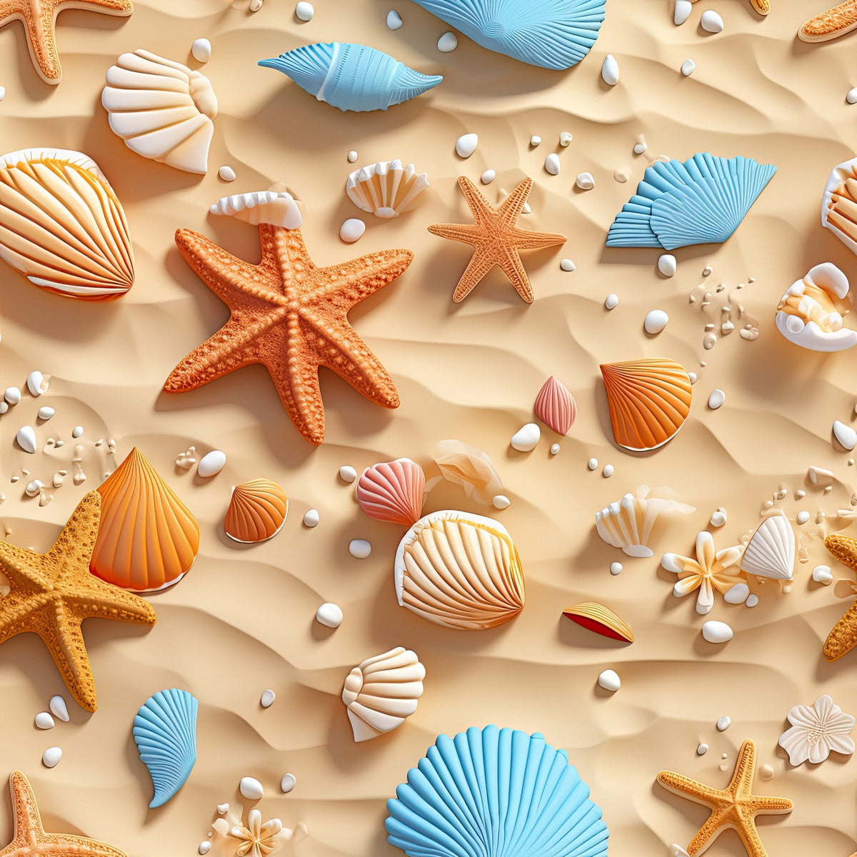 Seashell Shores Pattern 1 Minky Fabric