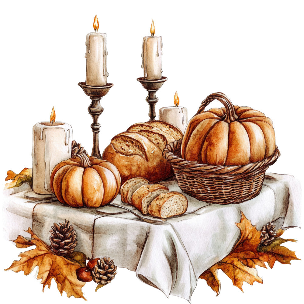 Watercolor Thanksgiving Fabric Panel 17