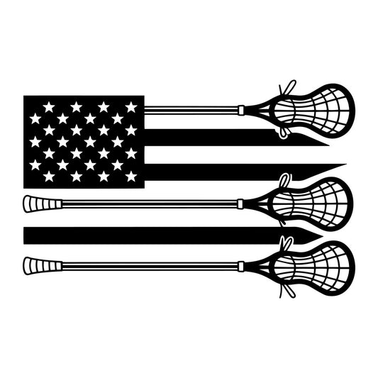black and white, patriotic, american flag, lacrosse sticks, sports, striped, geometric, stars, traditional, americana, athletic, team spirit, sports themed, white stars, black stripes, classic, bold, contrast, vintage americana, game day, youth sports, school spirit, lacrosse equipment, summer sports, recreational sports, graphic design, symbolic, heritage