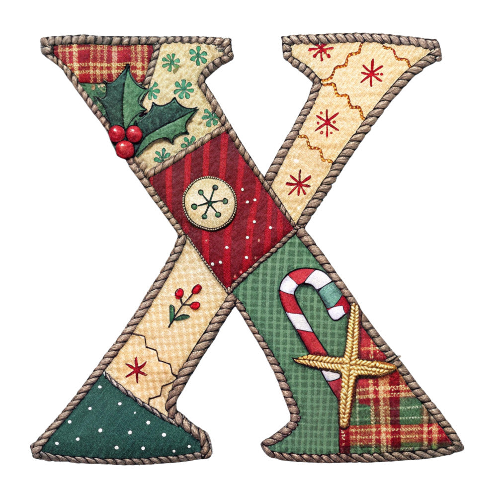 Christmas Patchwork Alphabet Fabric Panel 27
