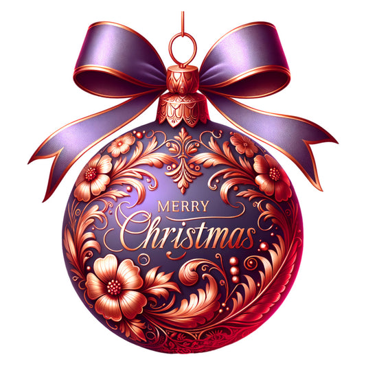 christmas ornament, purple gradient, burgundy ribbon, floral motifs, decorative swirls, ornate patterns, holiday fabric, fabric panel, festive design, christmas bauble, satin bow, metallic accents, winter theme, ornamental flowers, elegant ornament, seasonal fabric, quilting cotton, holiday decor, christmas craft, ornate detailing