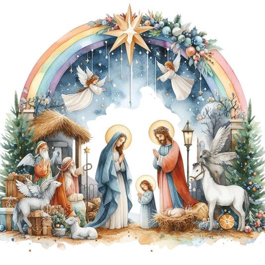 Detailed Christmas Nativity Scene Fabric Panel 10